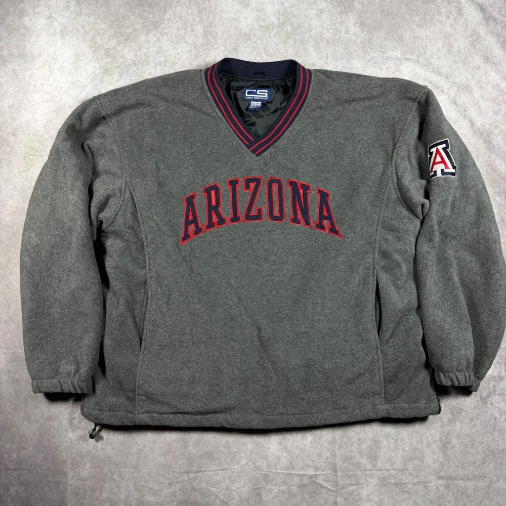 Vintage 90s Crable Sportswear Arizona Wildcats Fleece Pullover Gray Mens XL